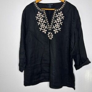 Saint Tropez west plus size 2X embroidered 10% linen dashiki NWOT